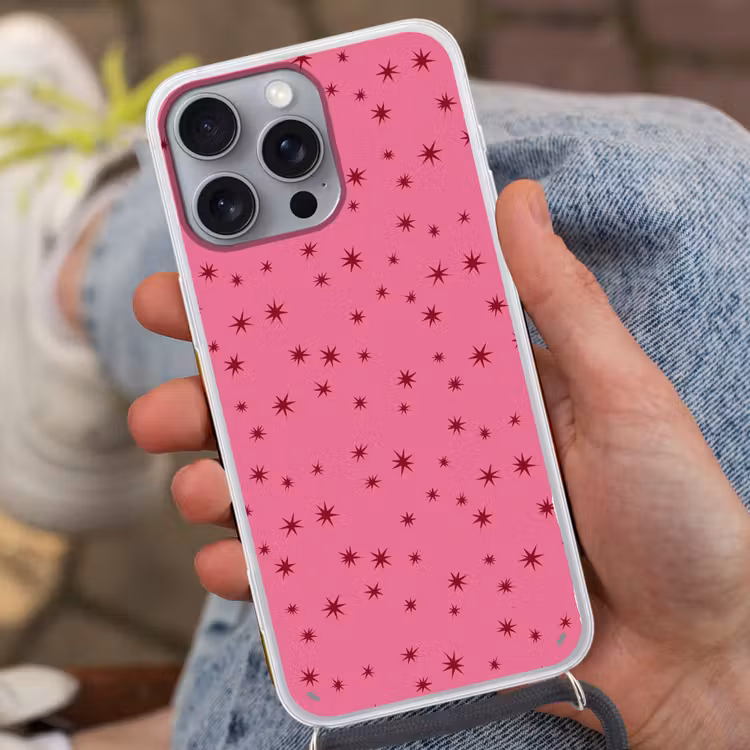 Telefoonhoesje met koord - Kerst - Ster - Rood - Roze — 2