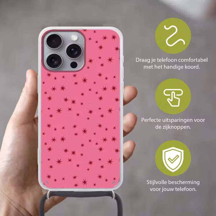 Telefoonhoesje met koord - Kerst - Ster - Rood - Roze — 4