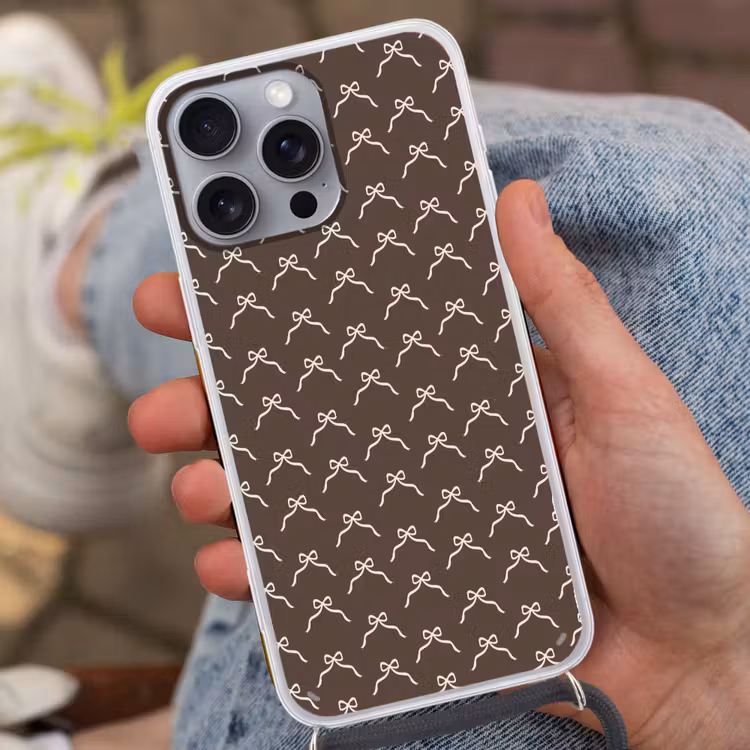 Telefoonhoesje met koord - Kerst - Strik - Bruin — 2