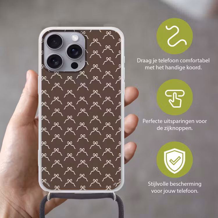 Telefoonhoesje met koord - Kerst - Strik - Bruin — 4