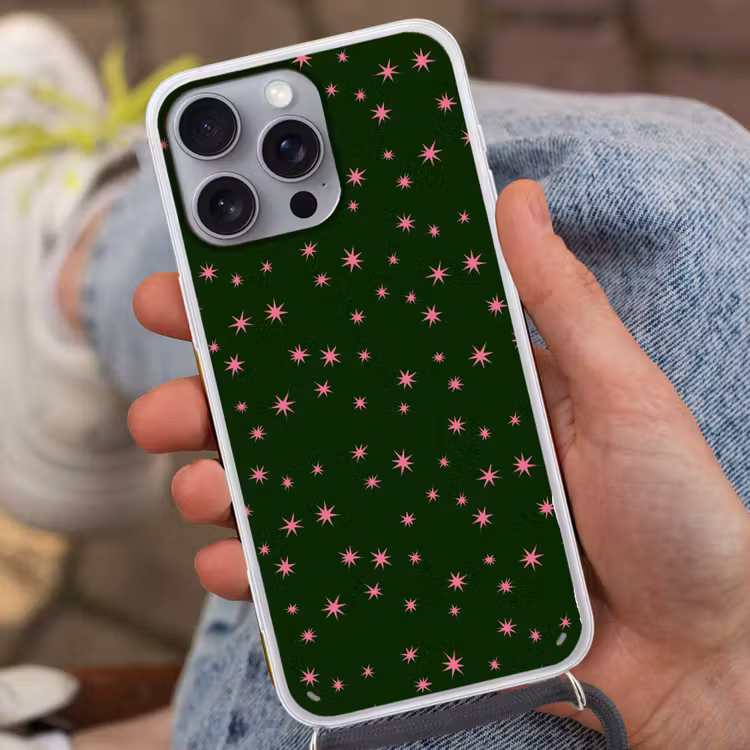 Telefoonhoesje met koord - Ster - Roze - Groen - Kerst — 2