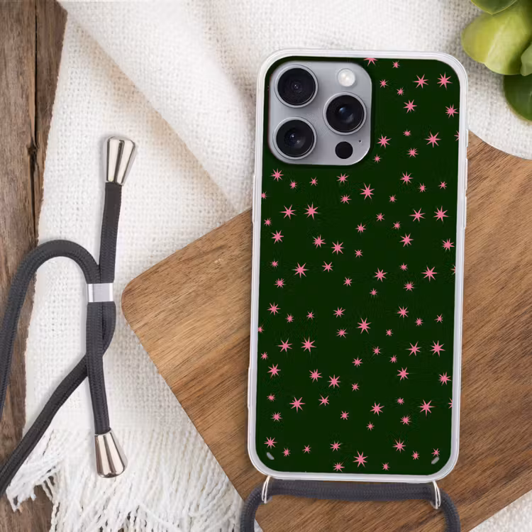 Telefoonhoesje met koord - Ster - Roze - Groen - Kerst — 3