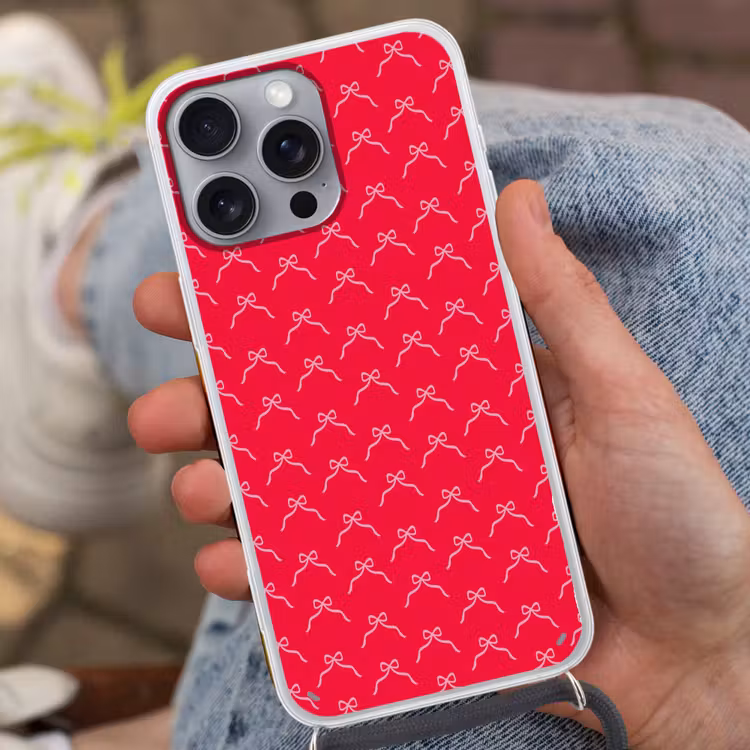 Telefoonhoesje met koord - Strik - Rood - Kerst — 2