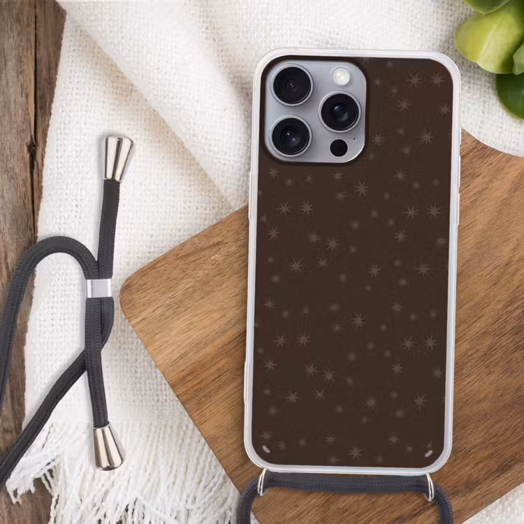 Telefoonhoesje met koord - Bruin - Sterren - Kerst — 3