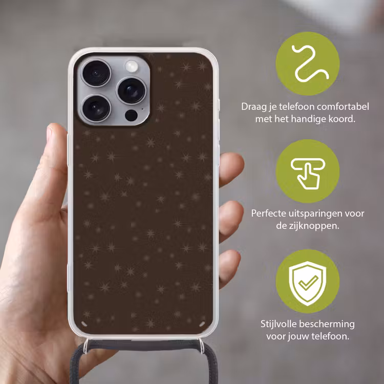 Telefoonhoesje met koord - Bruin - Sterren - Kerst — 4
