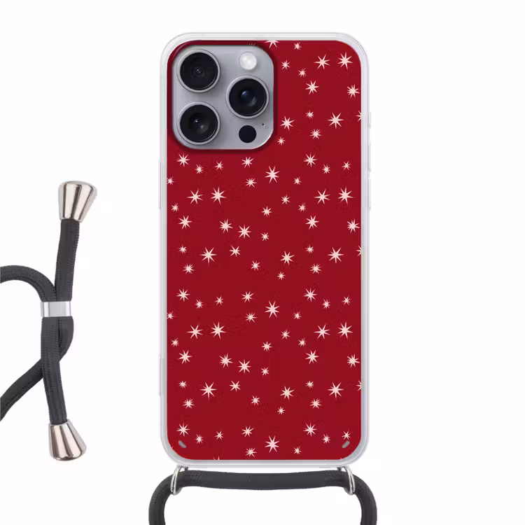 Telefoonhoesje met koord - Rood - Wit - Kerst - Ster — 1