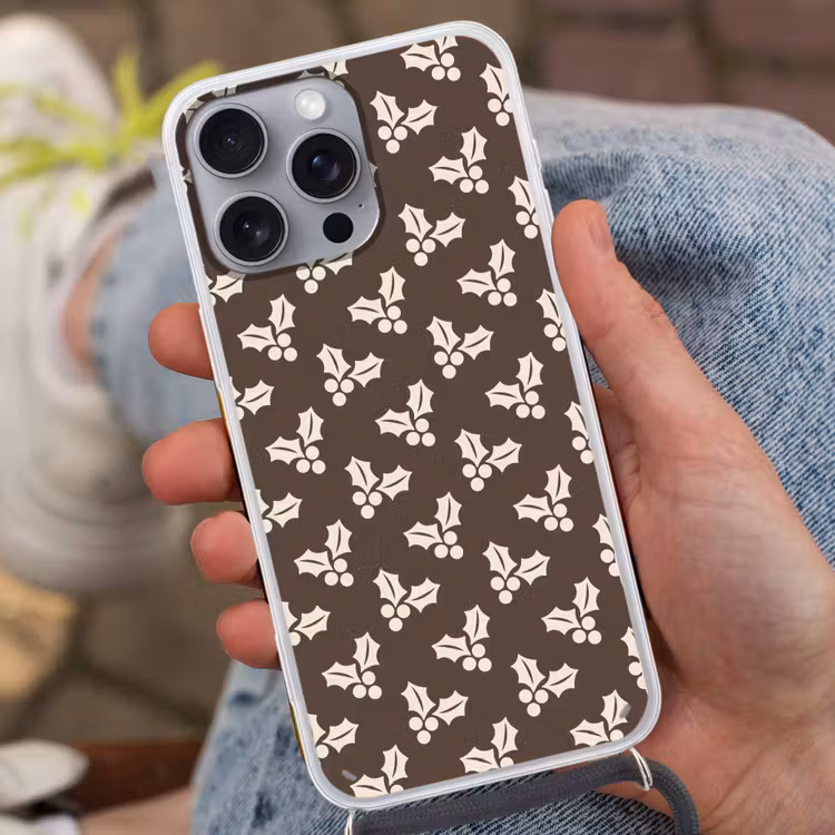 Telefoonhoesje met koord - Hulst - Bruin - Kerst — 2