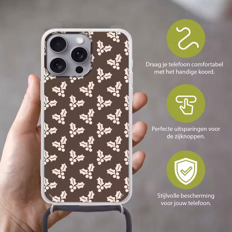 Telefoonhoesje met koord - Hulst - Bruin - Kerst — 4