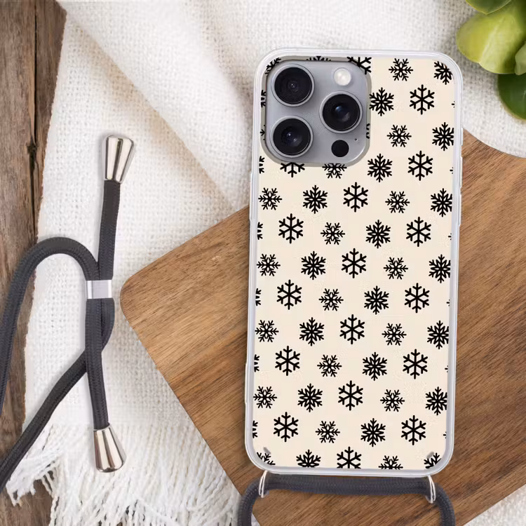 Telefoonhoesje met koord - Sneeuwvlok - Crème - Wit — 3