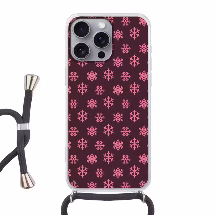 Telefoonhoesje met koord - Sneeuwvlok - Roze - Paars - Kerst — 1