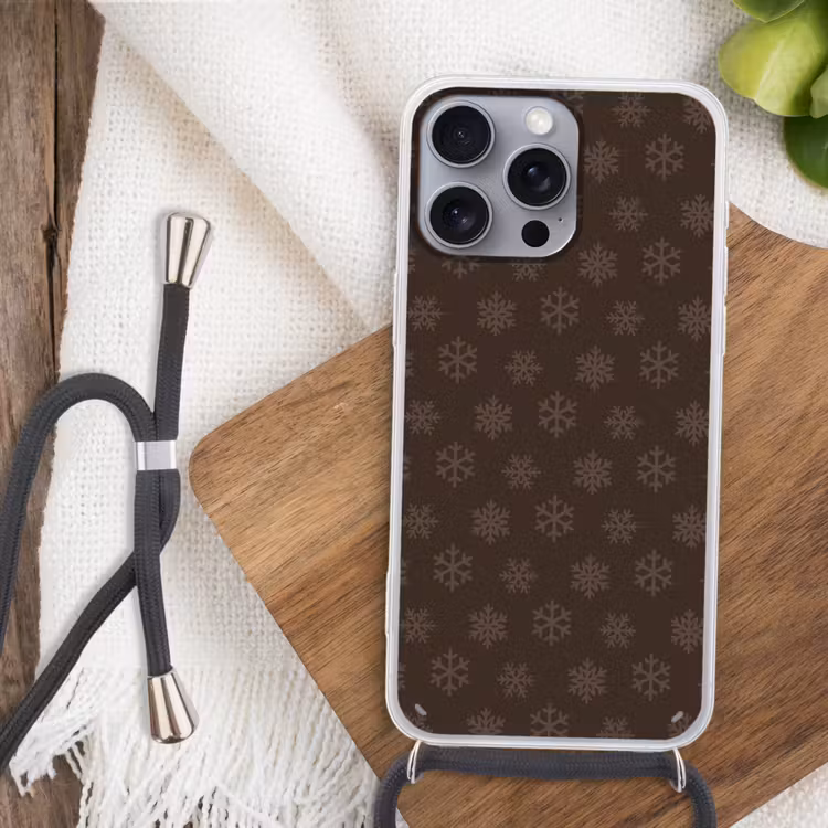 Telefoonhoesje met koord - Sneeuwvlok - Bruin - Kerst — 3