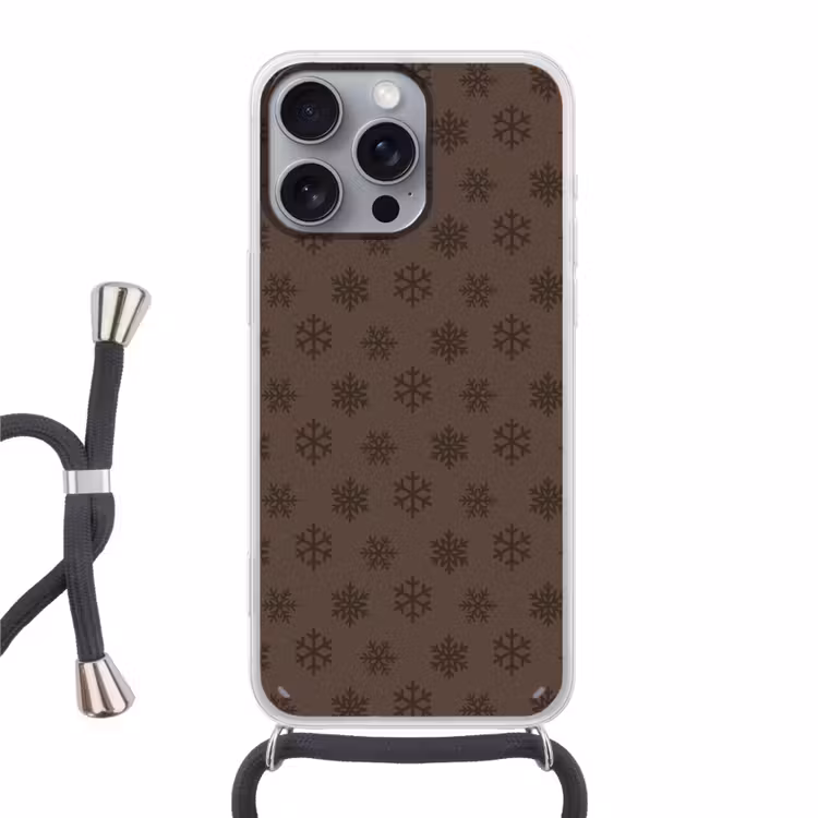 Telefoonhoesje met koord - Sneeuwvlok - Kerst - Bruin — 1
