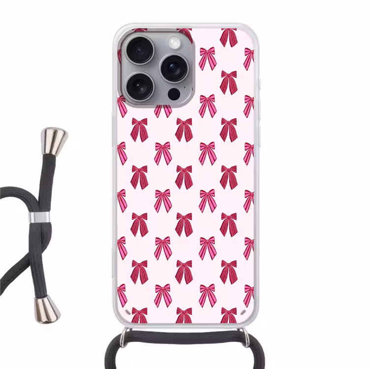 Telefoonhoesje met koord - Strikken - Kerst - Roze — 1