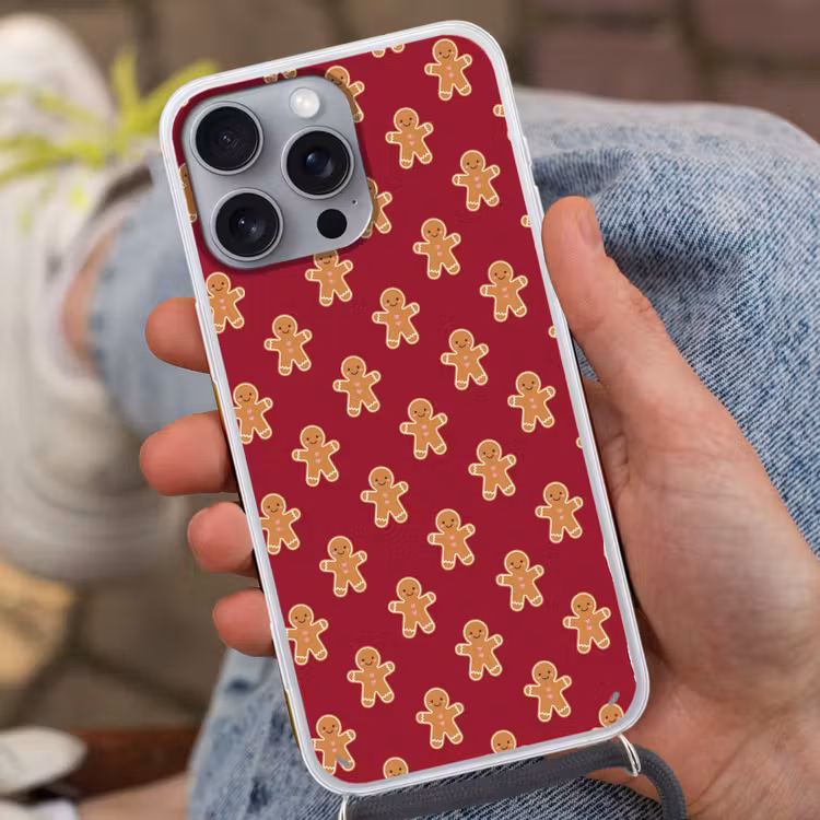 Telefoonhoesje met koord - Peperkoek - Kerst - Rood — 2