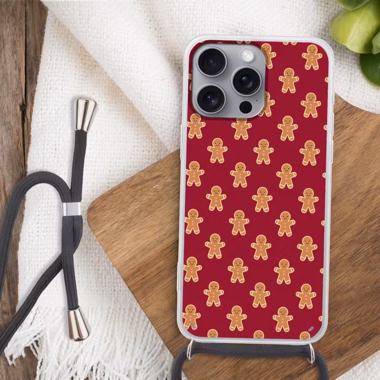 Telefoonhoesje met koord - Peperkoek - Kerst - Rood — 3