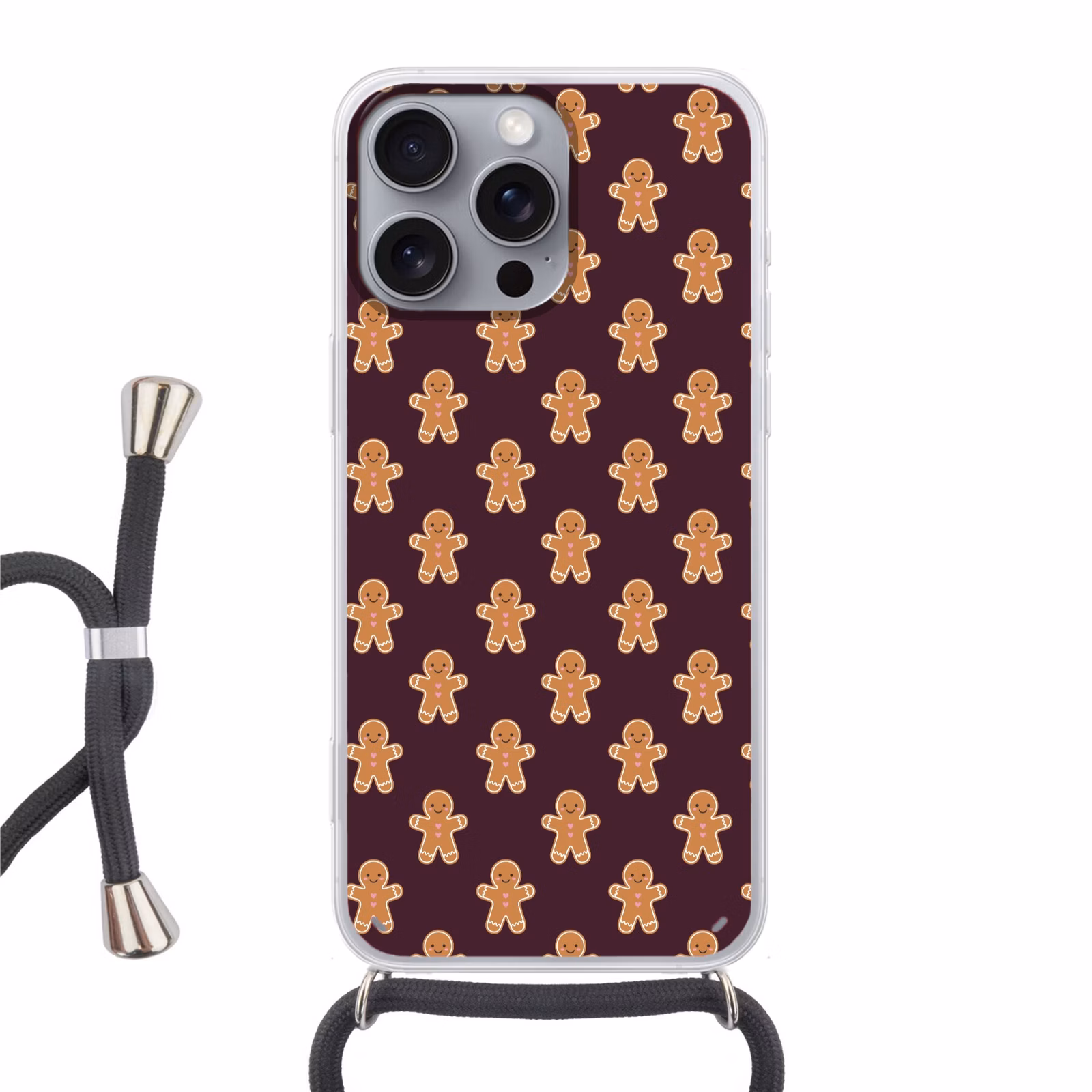 Telefoonhoesje met koord - Peperkoek - Kerst - Burgundy — 1