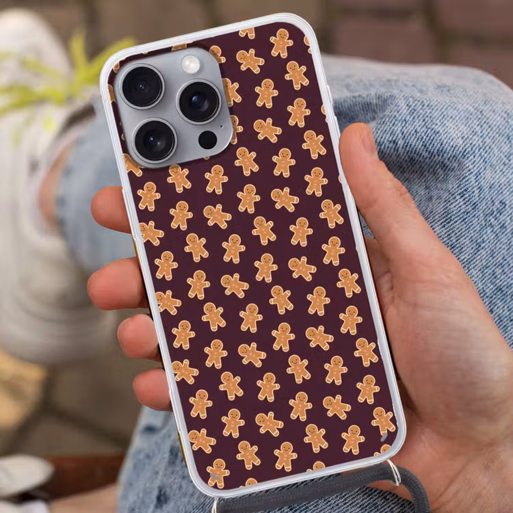 Telefoonhoesje met koord - Burgudy - Peperkoek - Kerst — 2