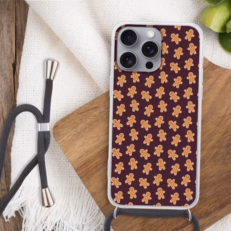 Telefoonhoesje met koord - Burgudy - Peperkoek - Kerst — 3
