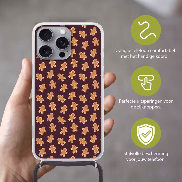 Telefoonhoesje met koord - Burgudy - Peperkoek - Kerst — 4
