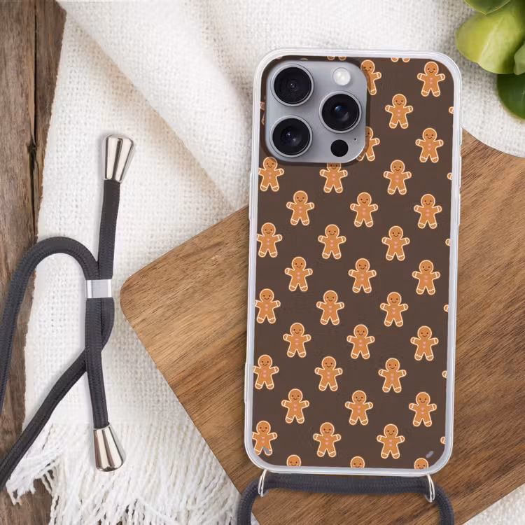 Telefoonhoesje met koord - Peperkoek - Kerst - Bruin — 3