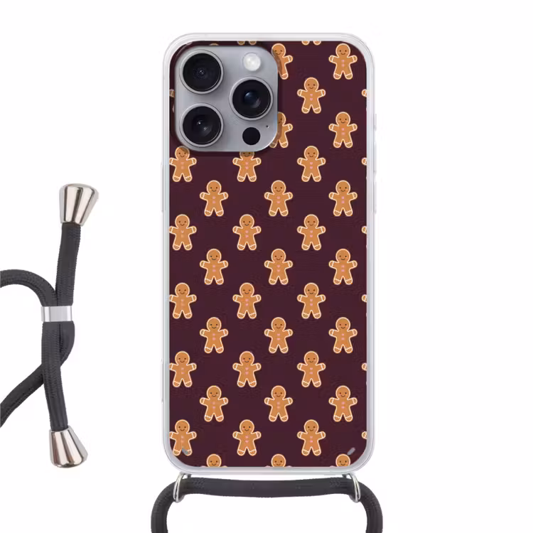 Telefoonhoesje met koord - Peperkoek - Kerst - Burgundy — 1
