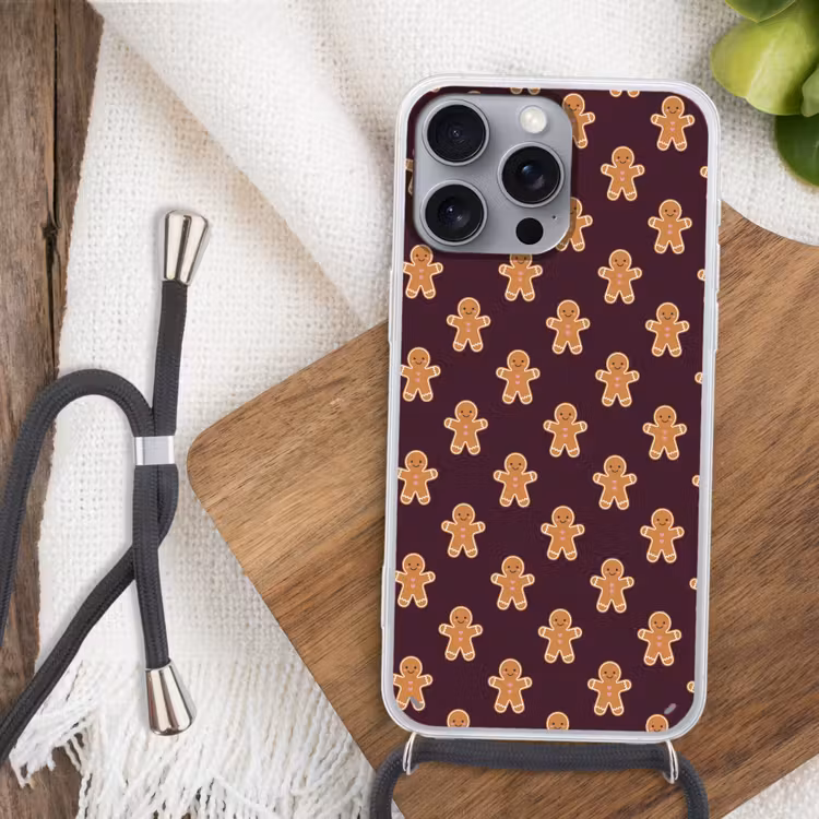 Telefoonhoesje met koord - Peperkoek - Kerst - Burgundy — 3