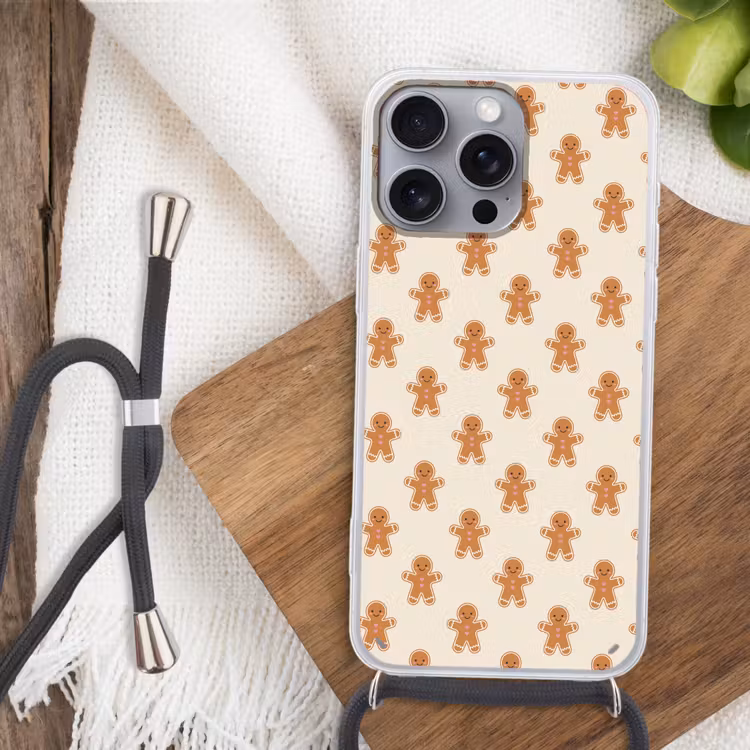 Telefoonhoesje met koord - Peperkoek - Kerst - Crème — 3