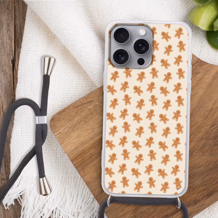 Telefoonhoesje met koord - Peperkoek - Kerst - Crème — 3