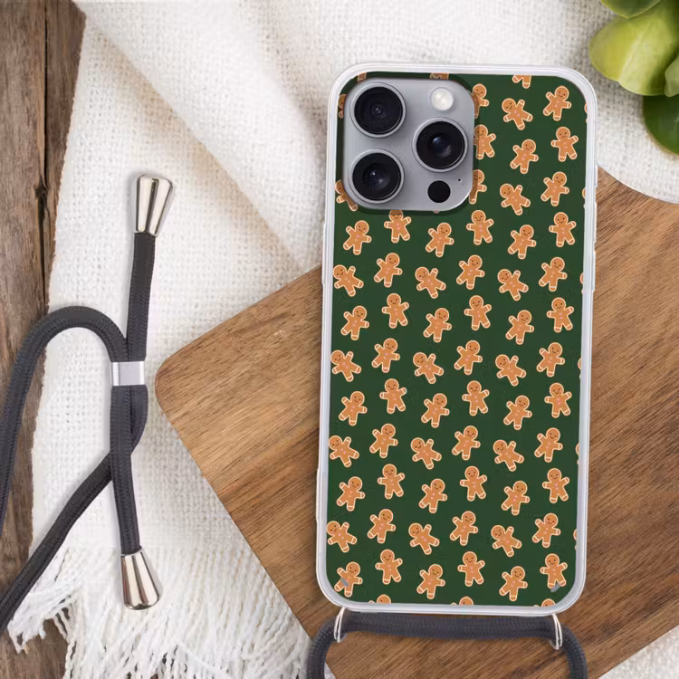 Telefoonhoesje met koord - Peperkoek - Kerst - Groen - Bruin — 3