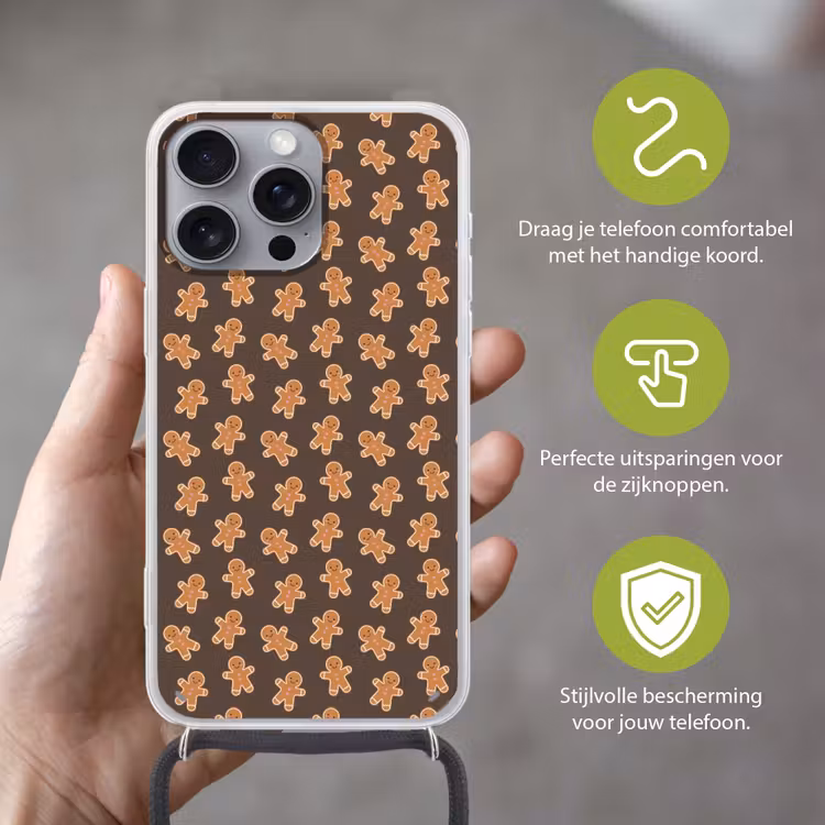 Telefoonhoesje met koord - Peperkoek - Kerstmis - Bruin — 4