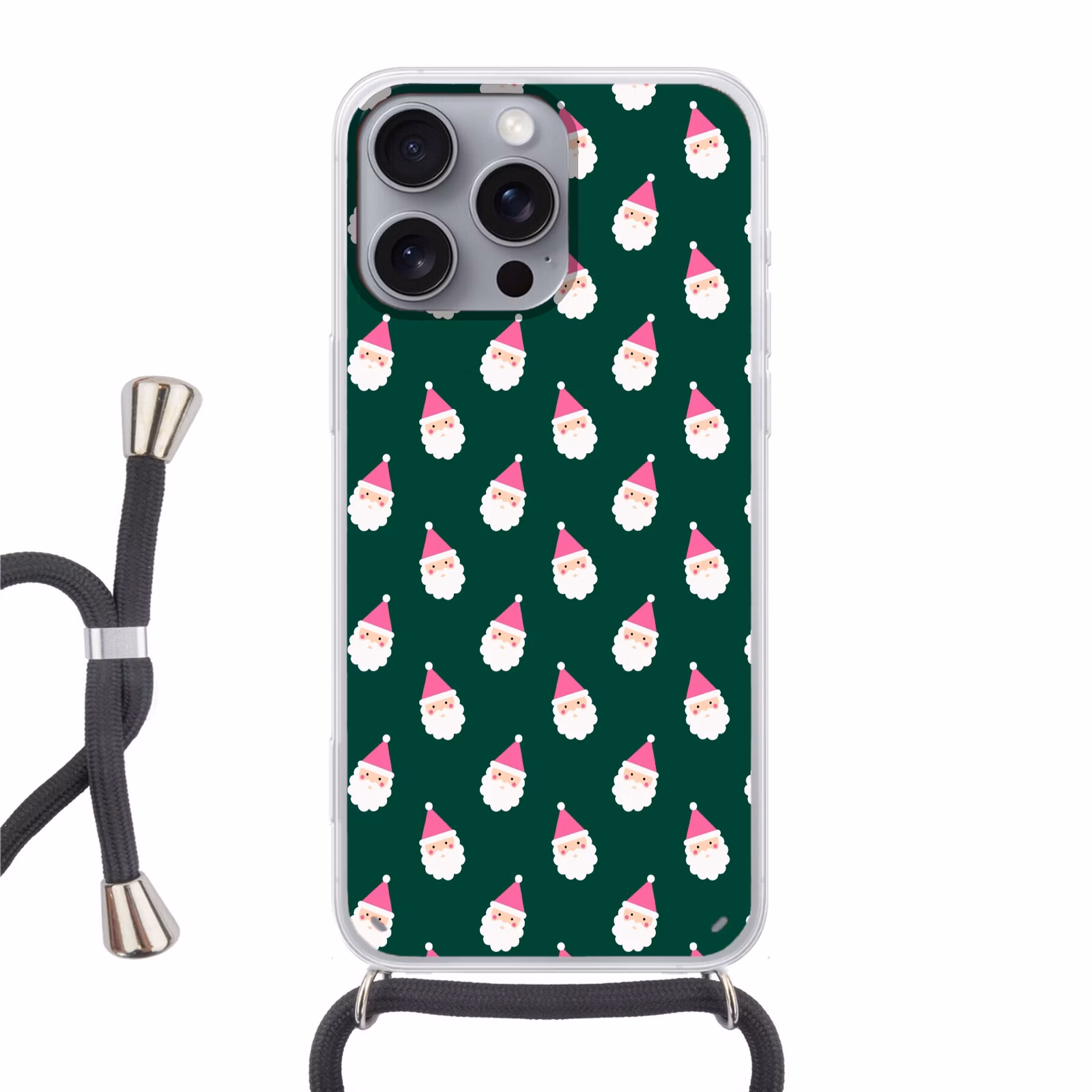 Telefoonhoesje met koord - Kerstman - Kerst - Groen - Roze — 1