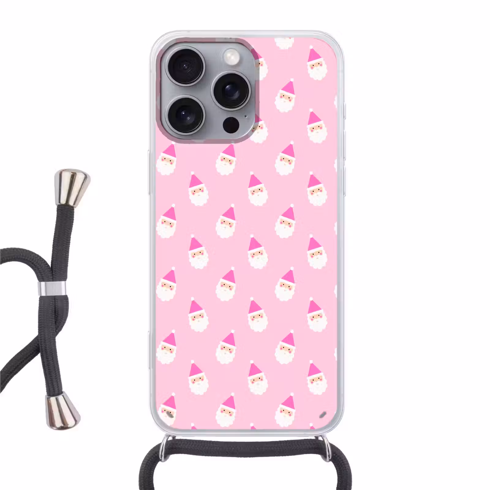 Telefoonhoesje met koord - Kerstman - Kerst - Roze - Pastel — 1