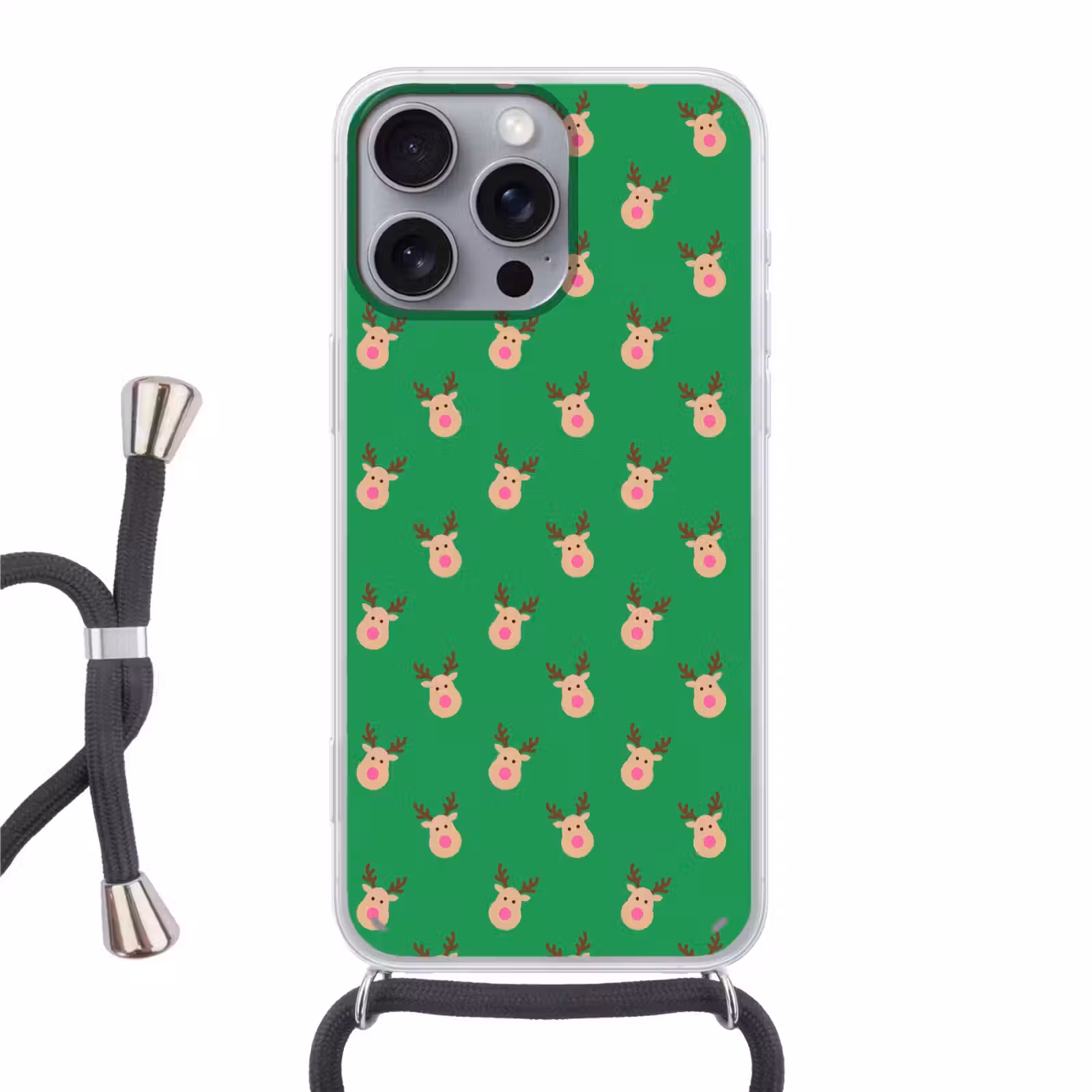 Telefoonhoesje met koord - Rendieren - Kerst - Neon - Groen — 1