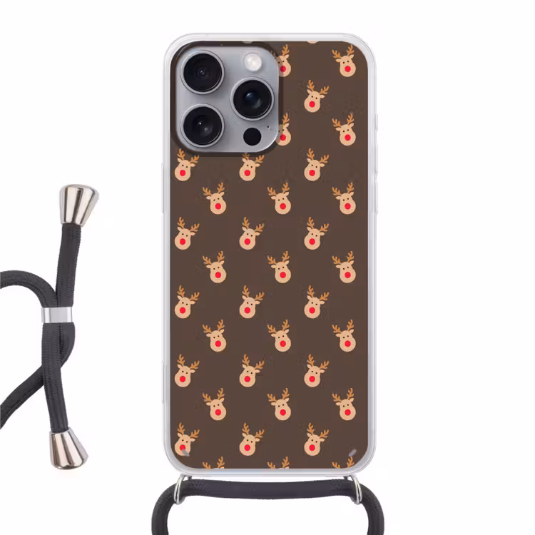 Telefoonhoesje met koord - Kerst - Rendieren - Bruin — 1