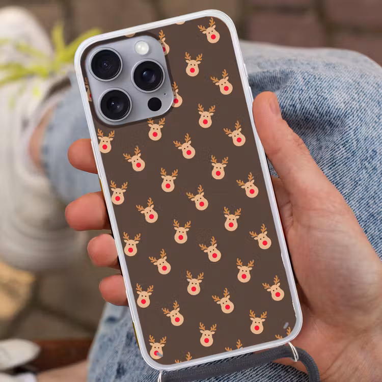 Telefoonhoesje met koord - Kerst - Rendieren - Bruin — 2