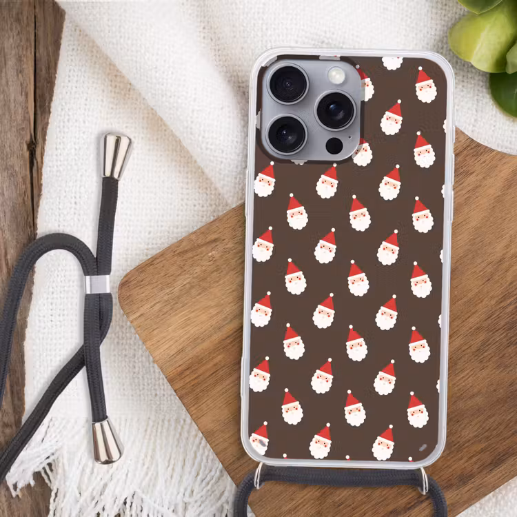 Telefoonhoesje met koord - Kerstman - Kerst - Bruin — 3