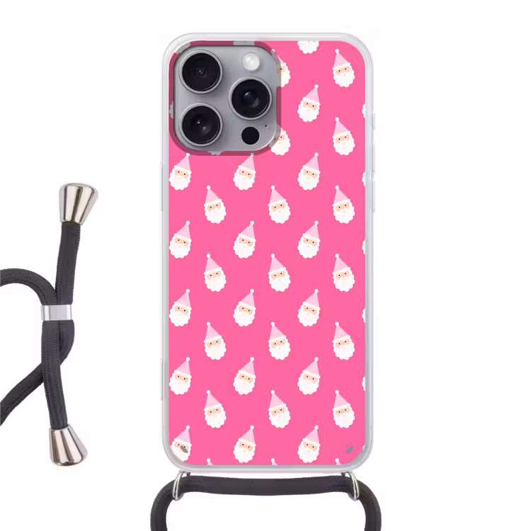 Telefoonhoesje met koord - Kerstman - Kerst - Neon - Roze — 1