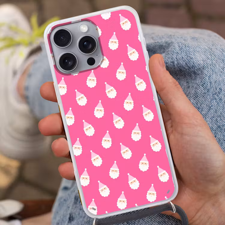 Telefoonhoesje met koord - Kerstman - Kerst - Neon - Roze — 2