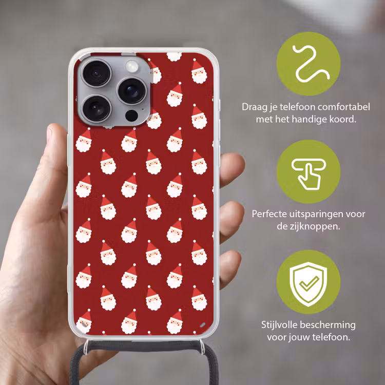 Telefoonhoesje met koord - Kerstman - Kerst - Rood — 4