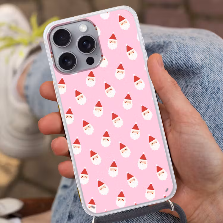 Telefoonhoesje met koord - Kerstman - Kerst - Roze — 2