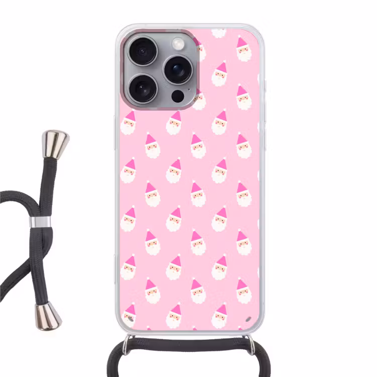 Telefoonhoesje met koord - Kerstman - Kerst - Roze - Pastel — 1