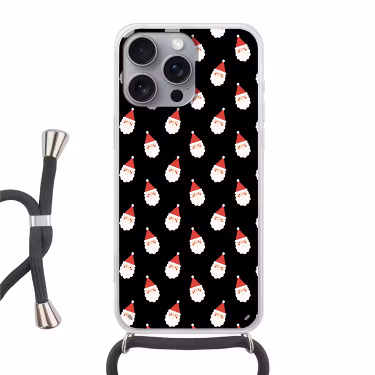 Telefoonhoesje met koord - Kerstman - Kerst - Zwart — 1