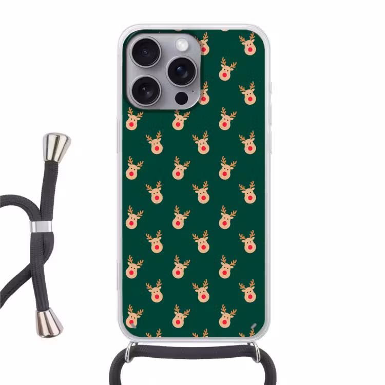 Telefoonhoesje met koord - Rendieren - Kerst - Groen — 1