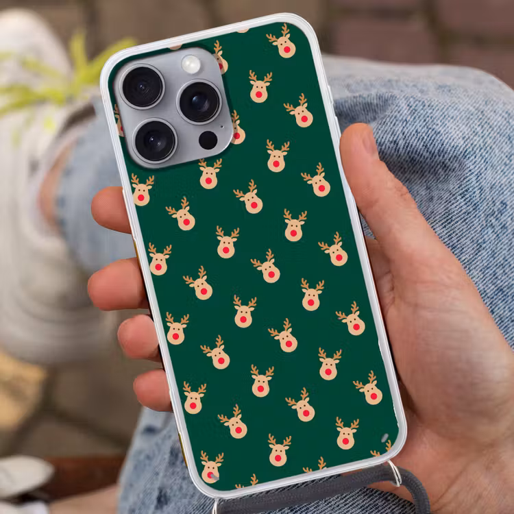 Telefoonhoesje met koord - Rendieren - Kerst - Groen — 2