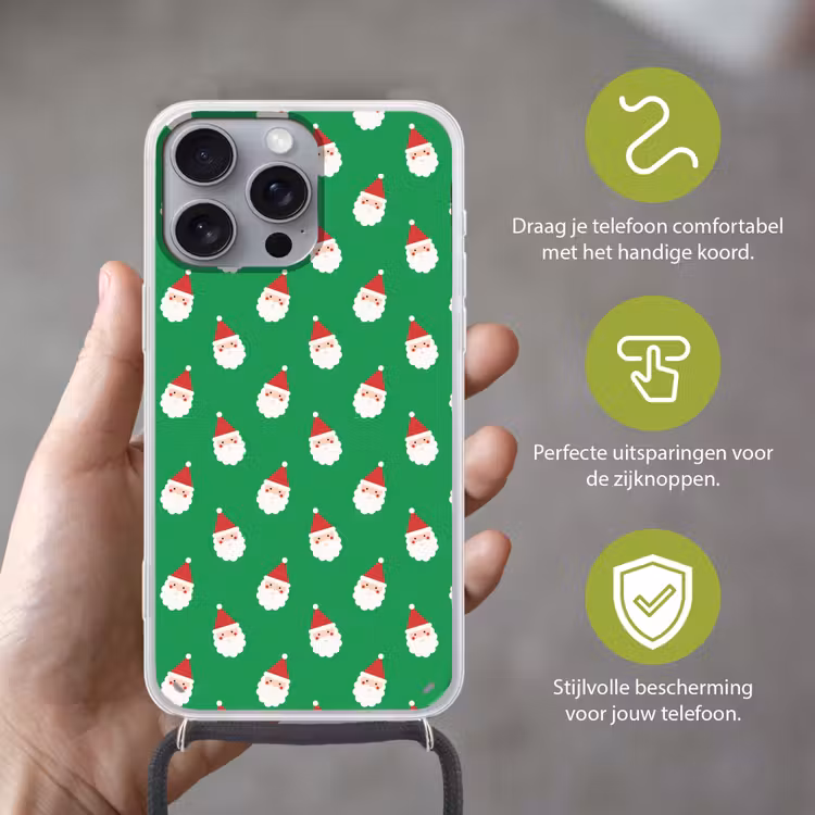 Telefoonhoesje met koord - Kerstman - Kerst - Neon - Groen — 4