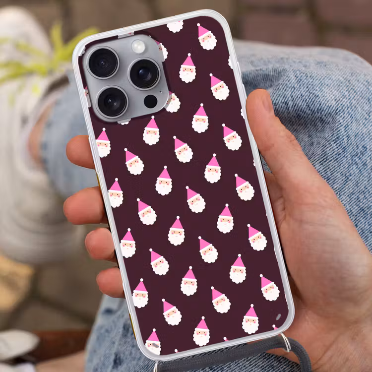 Telefoonhoesje met koord - Kerstman - Kerst - Roze - Burgundy — 2