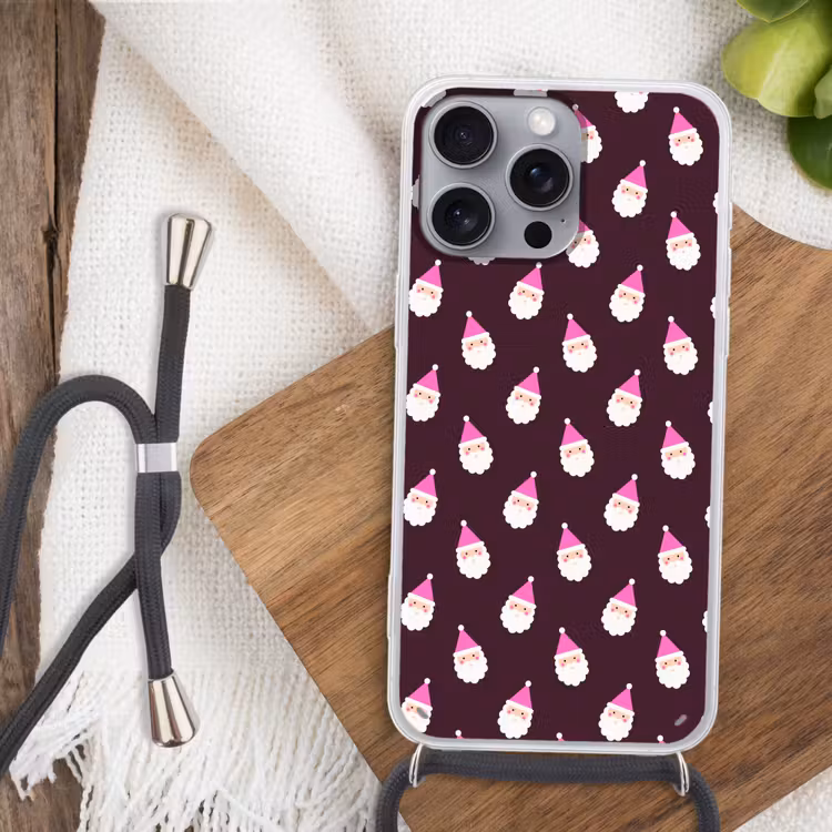 Telefoonhoesje met koord - Kerstman - Kerst - Roze - Burgundy — 3