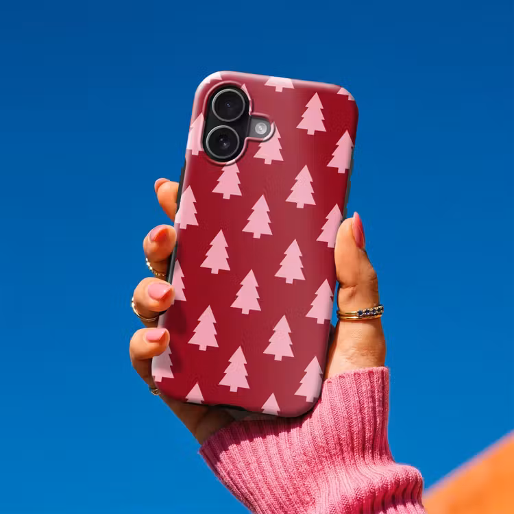Telefoonhoesje Toughcase - Kerstboom - Burguny - Roze — 2