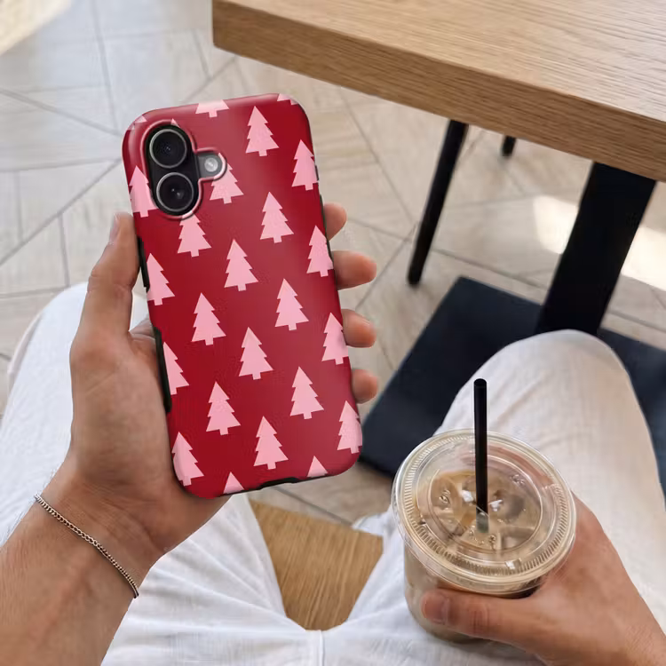 Telefoonhoesje Toughcase - Kerstboom - Burguny - Roze — 4
