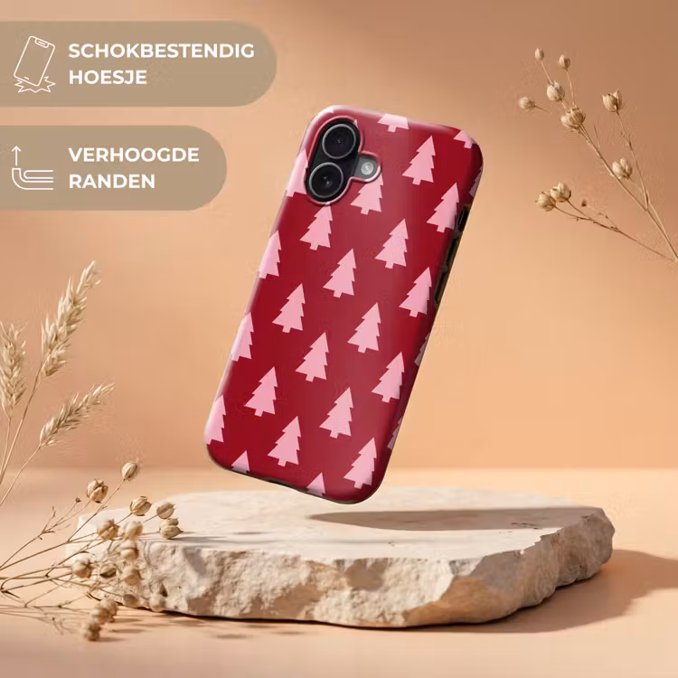 Telefoonhoesje Toughcase - Kerstboom - Burguny - Roze — 5